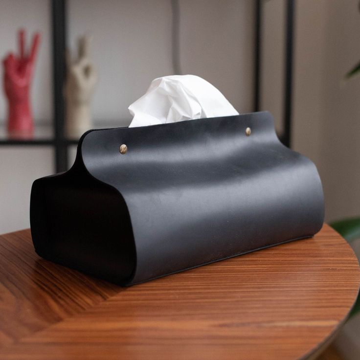 Black Leather Tissue Box
