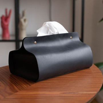 Black Leather Tissue Box