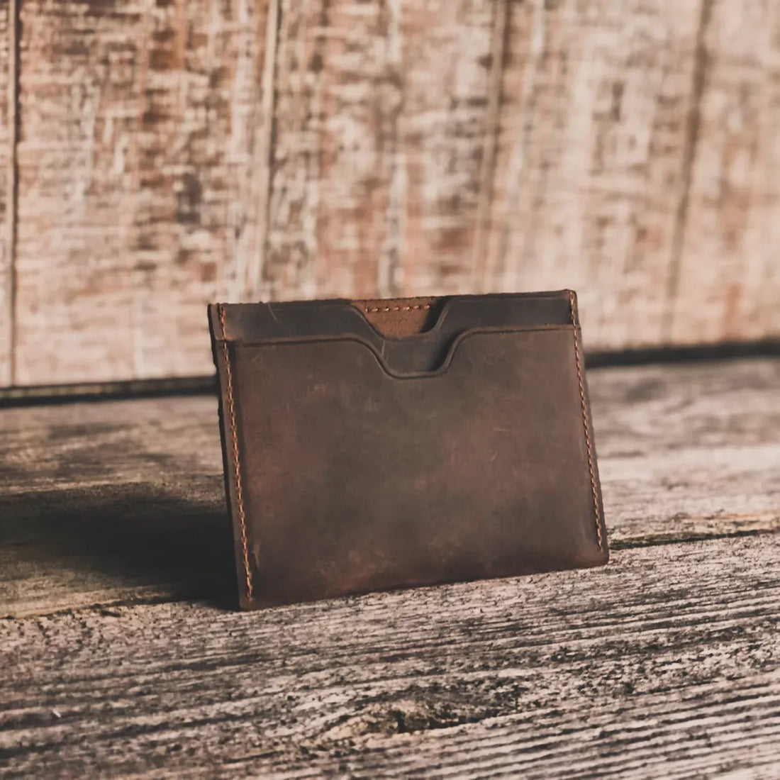Brown Pull-up Leather Card Holder