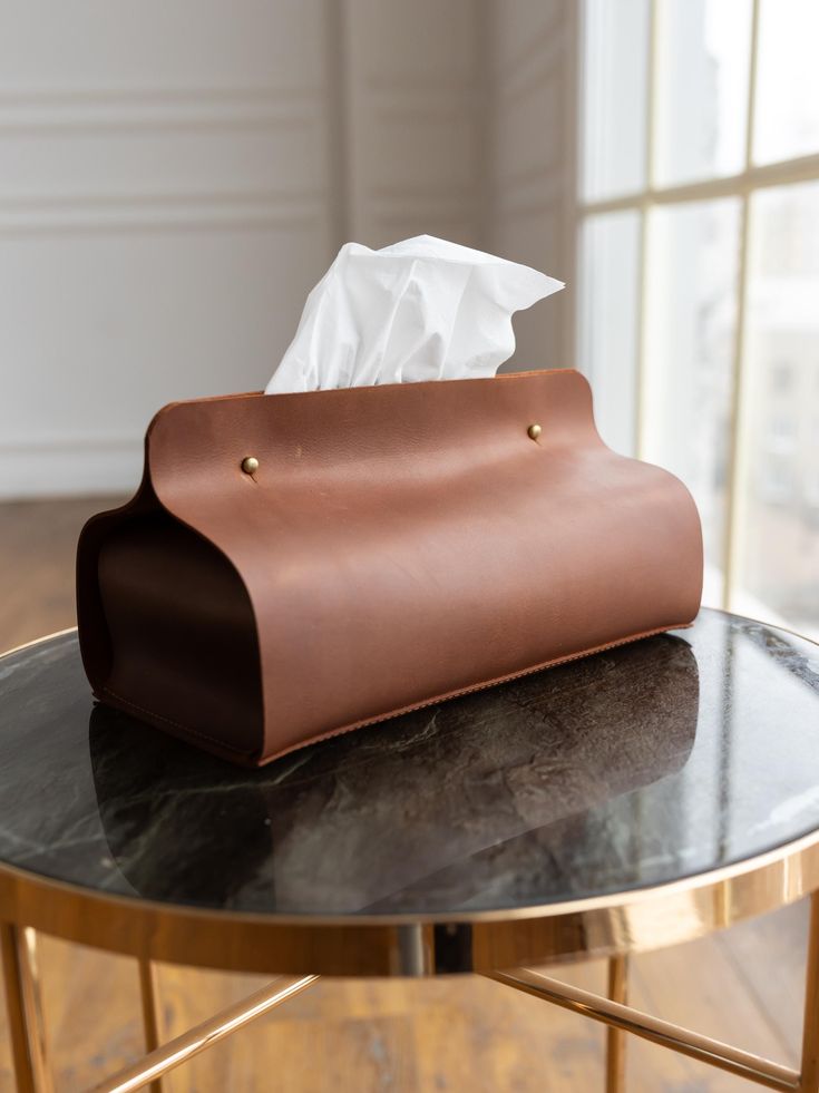 New Brown LeatherTissue Box