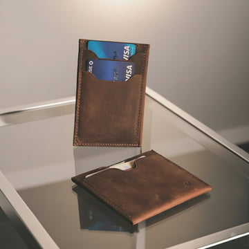 Brown Pull-up Leather Card Holder