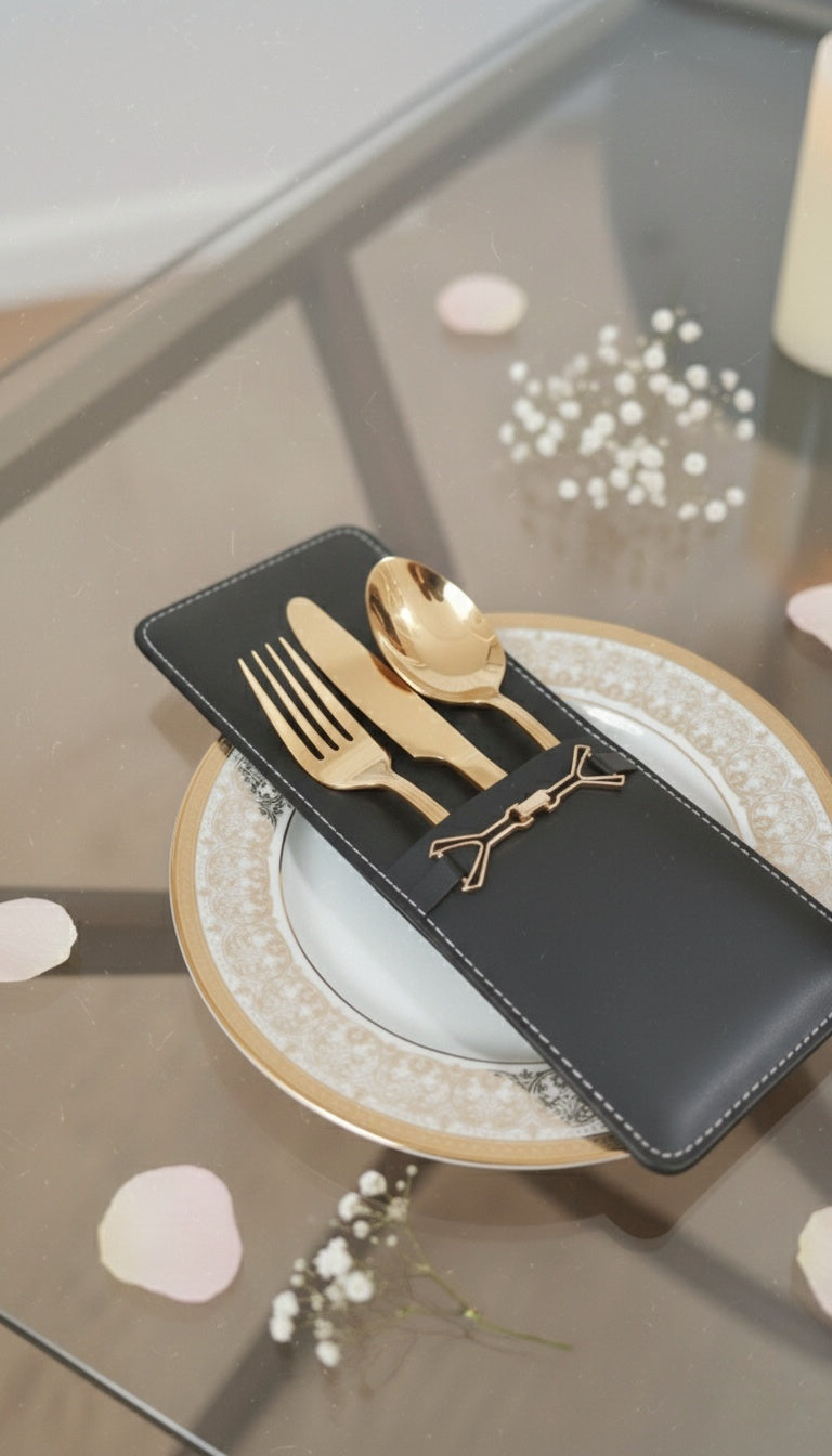 Plain Black Cutlery Sleeve